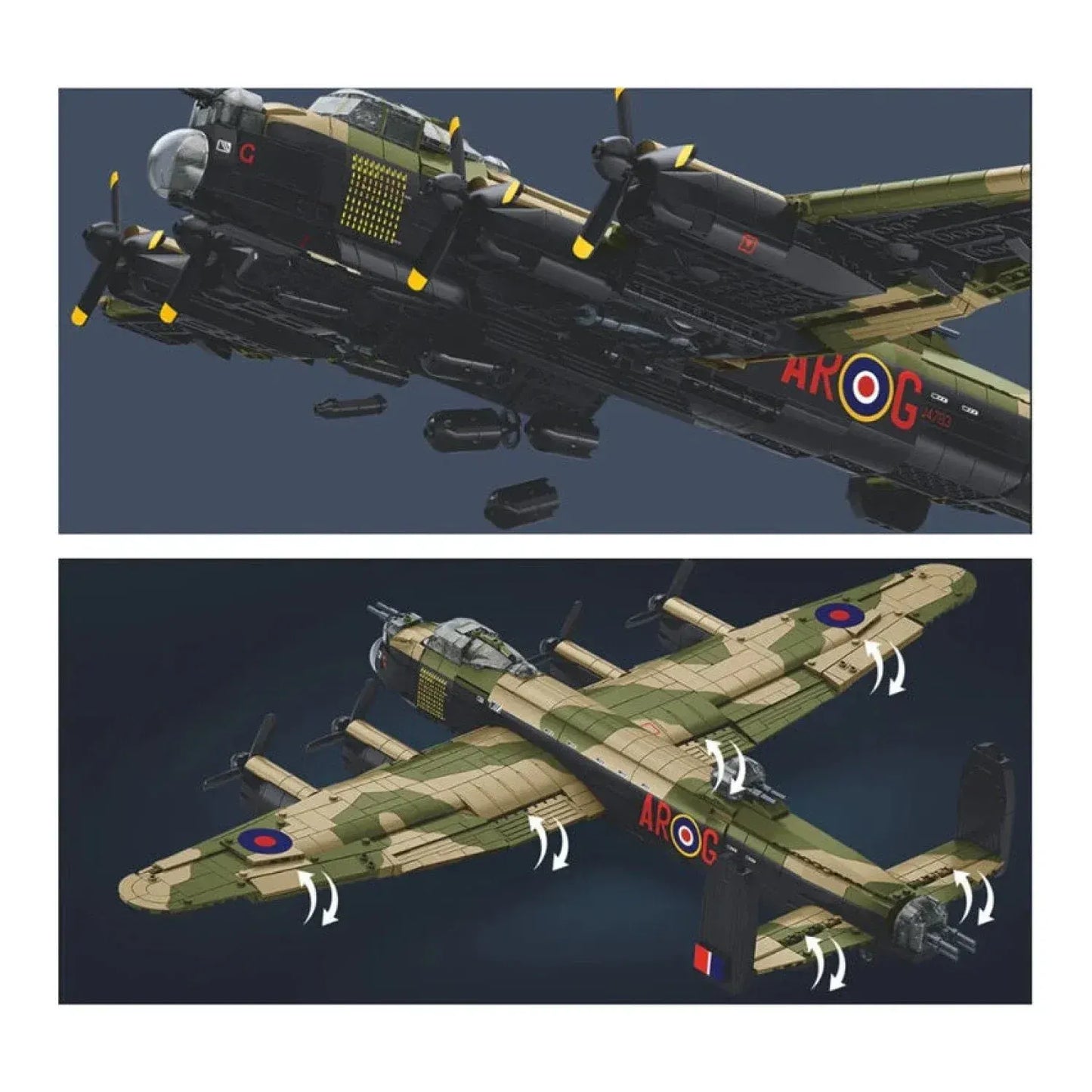 Sluban Model Kit 1:44 Lancaster Bomber G For George Plane WWII RAAF Air Force Military Building Blocks DIY Set Toy Sluban B1609 - Image 3