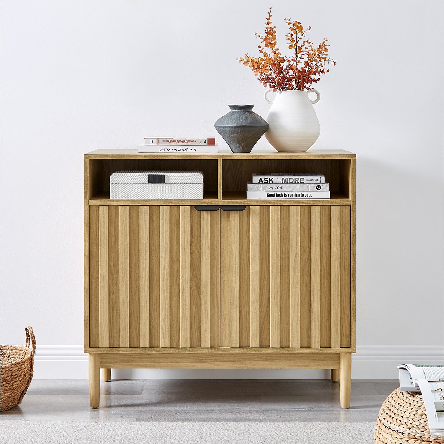 Sarantino Eleni 2-Door Sideboard Buffet Hallway Cabinet Storage Console Cupboard in Natural - Image 9