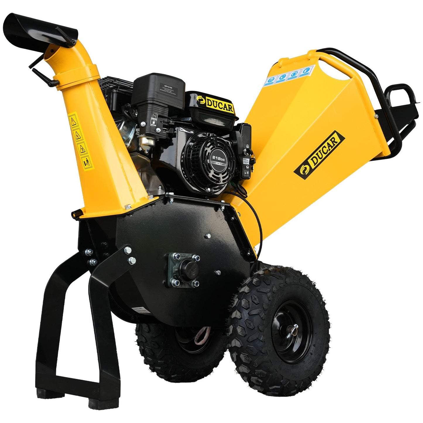 Ducar 70p 3600 Rpm Yellow Black Wood Chipper Shredder Mulcher Grinder Recoil & Electrical Starting System 100mm Capacity Ohv 4-stroke Engine 212cc Unleaded Petrol - Image 9