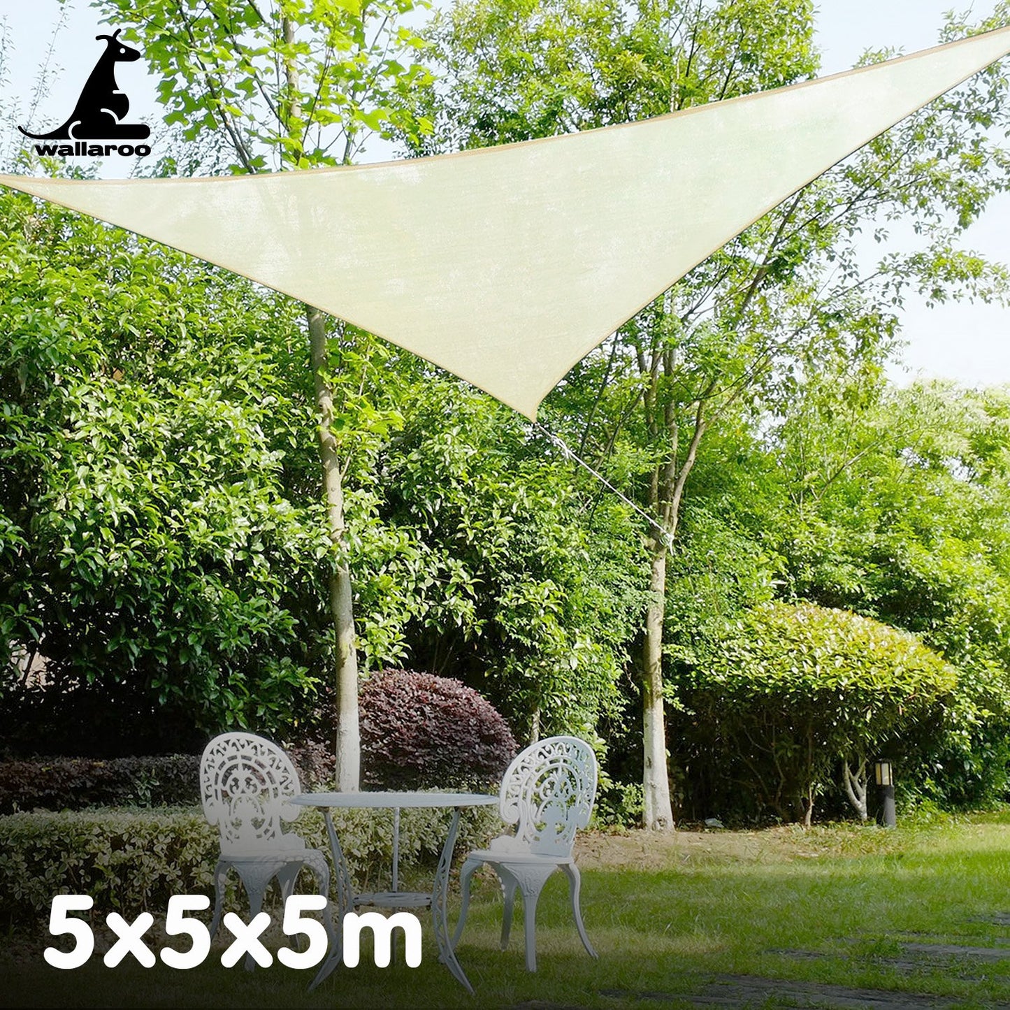 Wallaroo Waterproof 160GSM Outdoor Sun Shade Sail Canopy 5m Triangle - Image 5