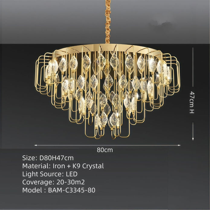 BAMDECOR C3345 Modern Luxury Crystal-leaf Chandelier LED Fashion Creativity Pendant Ceiling Lights(80cm-Gold) - Image 6