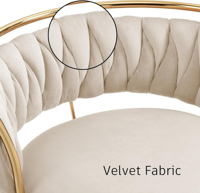 SERENITà Golden Swivel Upholstered Velvet Adjustable Height Counter Stool with Metal Frame Ivory (Set of 2) - Image 7