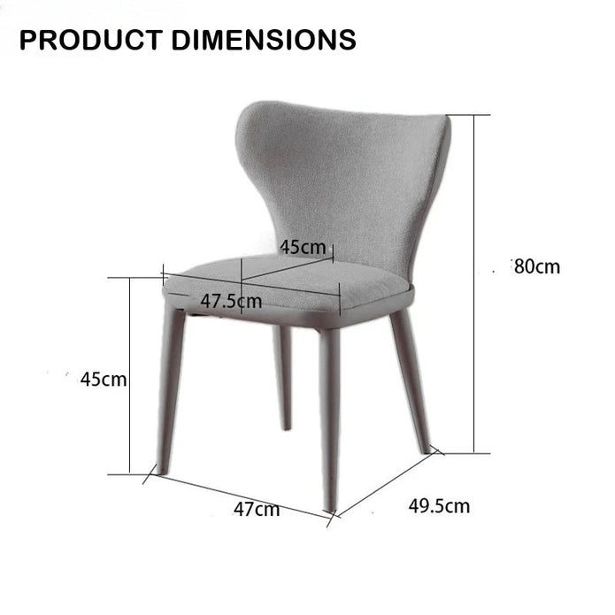 VELLUTO Modern Kitchen Dining Room Chairs Faux Leather Flannel Accent Chairs Metal Vanity Lounge Chair with Back for Living Room Set of 2(Light Grey) - Image 4