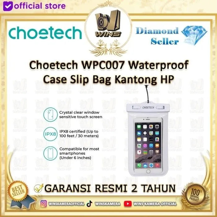 CHOETECH WPC007 Universal WaterProof Cell Phone Pouch Pouch Bag (8-inch/White) - Image 4