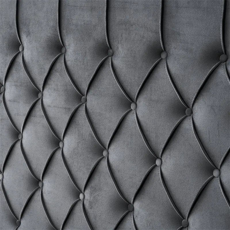 Paris Tall Tufted Velvet Dark Grey Bed with Storage Drawer - King - Image 3