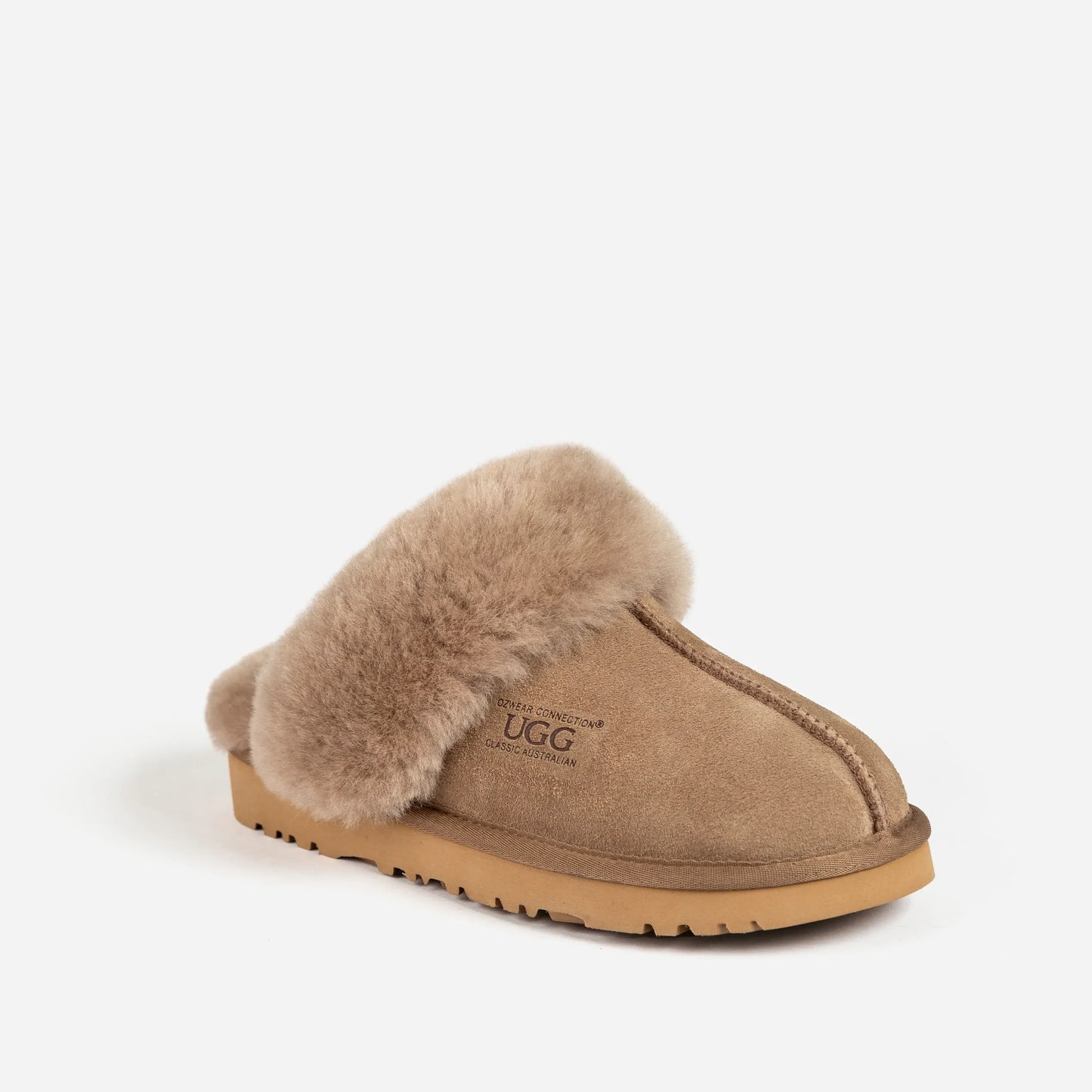 Ugg Slippers Premium Australia Sheepskin Unisex Scuffette Suede (Unisex Cow Suede) (BROWN, EU37)
