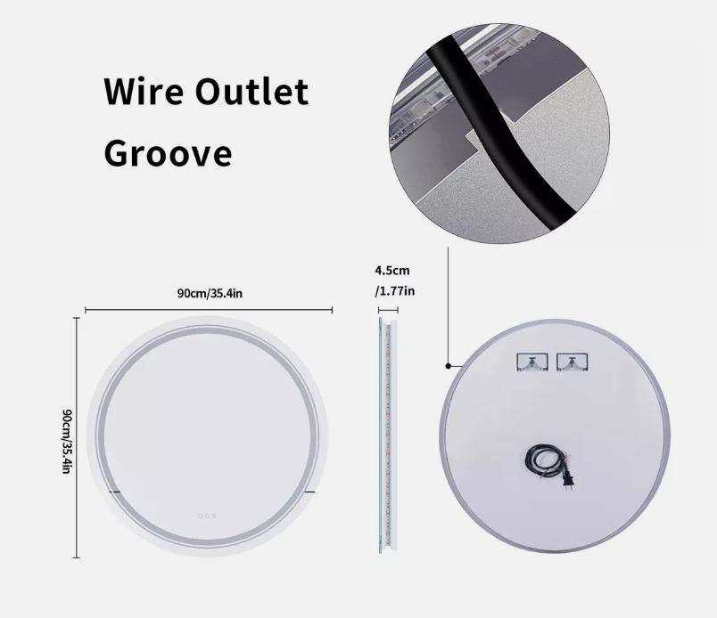 Interior Ave - 90cm Round Frameless LED Bathroom Mirror - Image 6