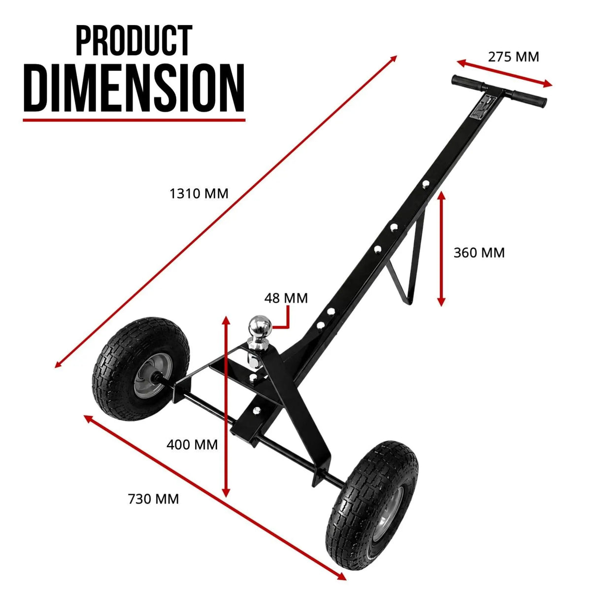 600lbs Trailer Dolly with 48mm Ball Solid Tires Portable Tow Dolly Wheel Tow - Image 9