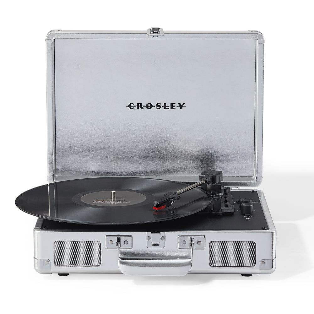 Crosley Cruiser Bluetooth Portable Turntable + Crosley Turntable Stand Bundle - Silver - Image 5
