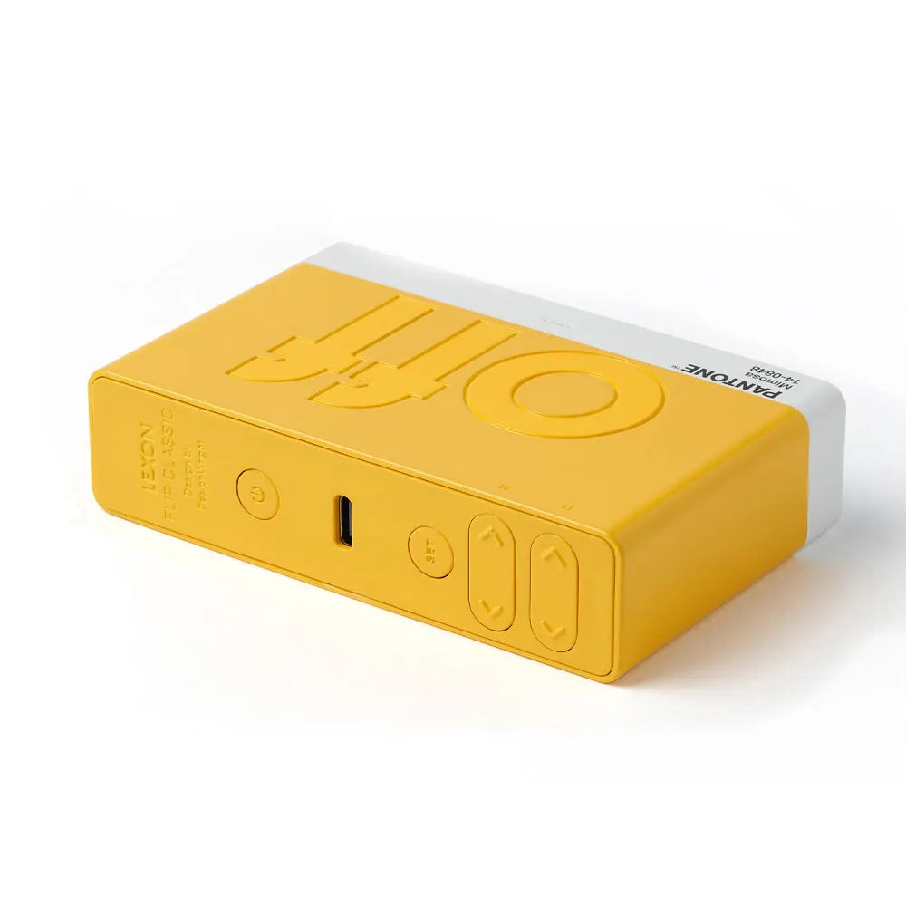 Lexon Flip Classic Reversible Alarm Clock PANTONE - Yellow - Image 5