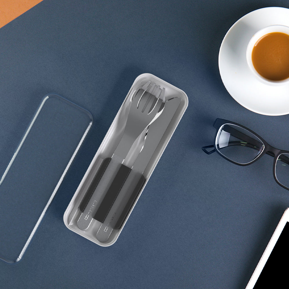 Monbento Mb Slim Box Stainless Steel Cutlery Set - Trio Knife - Black - Image 4