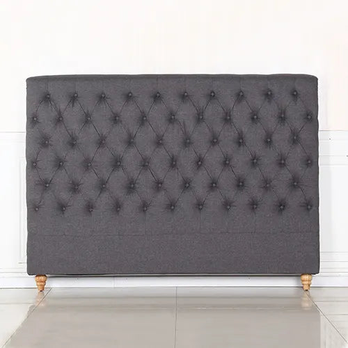 Bed Head Queen Size French Provincial Headboard Upholsterd Fabric Charcoal - Image 6