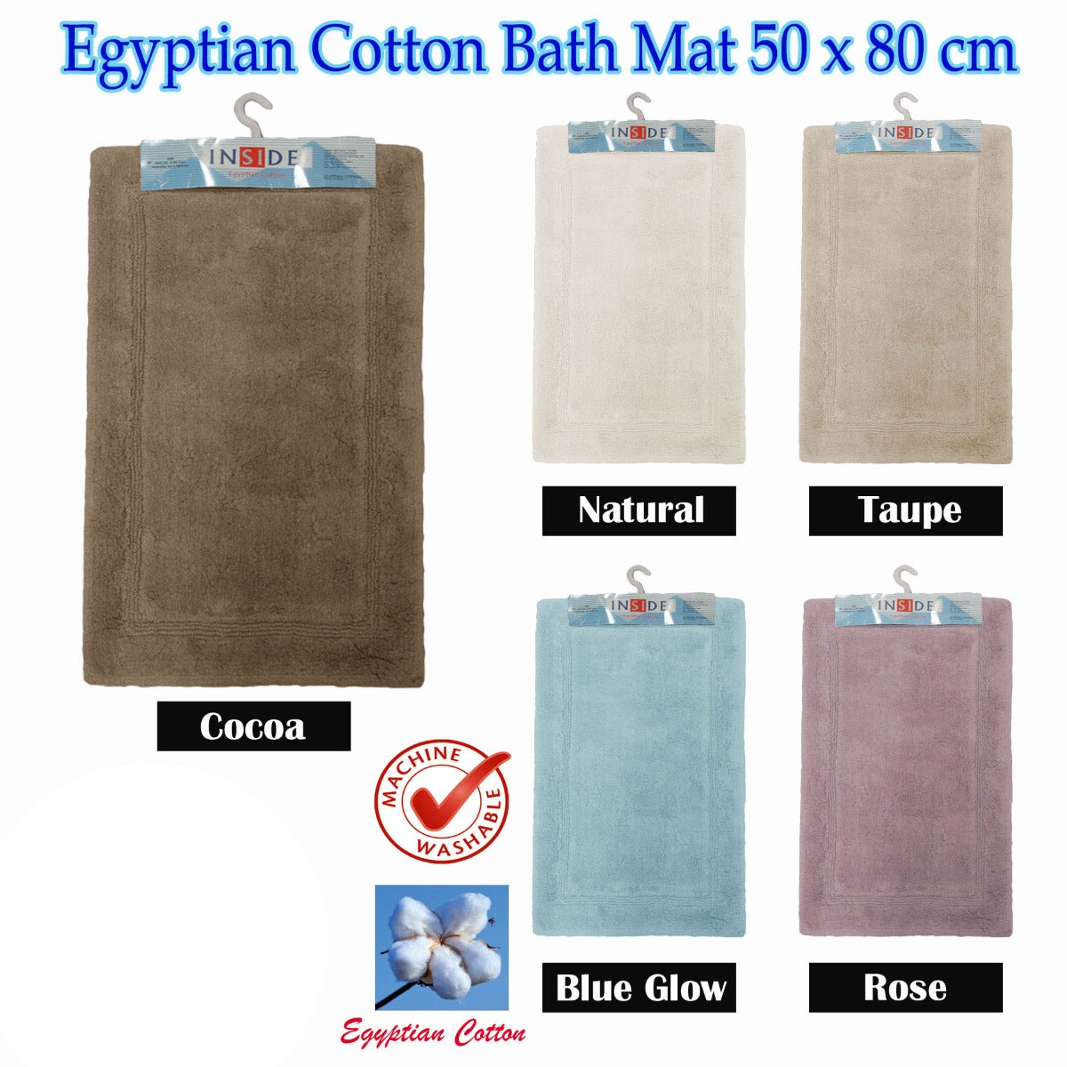 Egyptian Cotton Bath Mat 50x80 cm Natural - Image 2