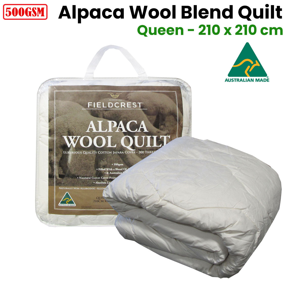 500GSM Alpaca Wool Blend Quilt Queen - Image 2