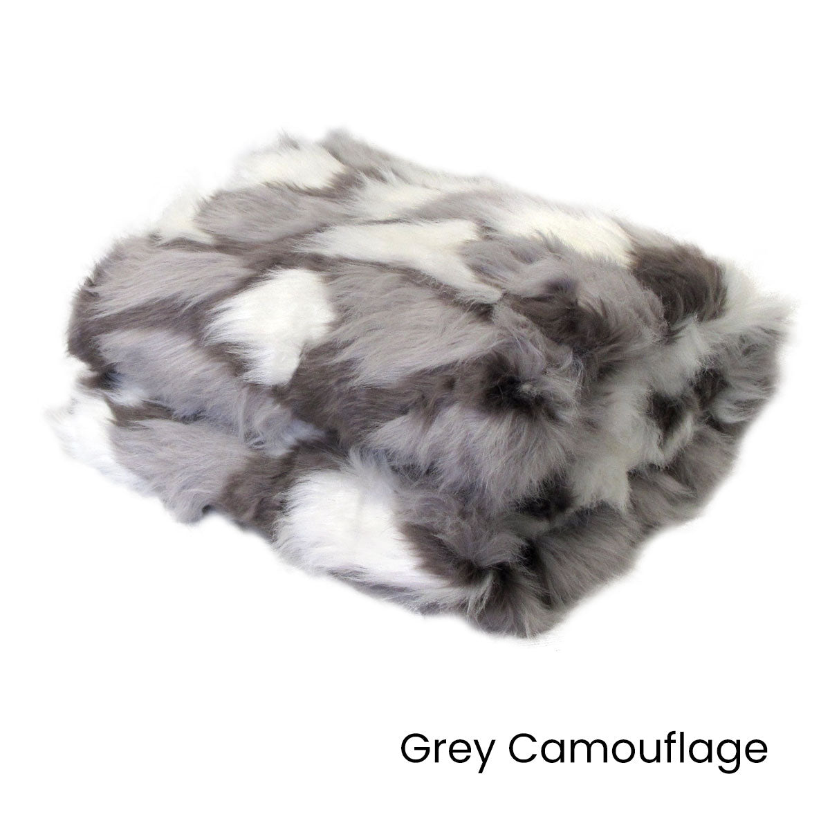 Riley Modern Pattern Faux Fur Throw Rug 127 x 152 cm Grey Camouflage - Image 2