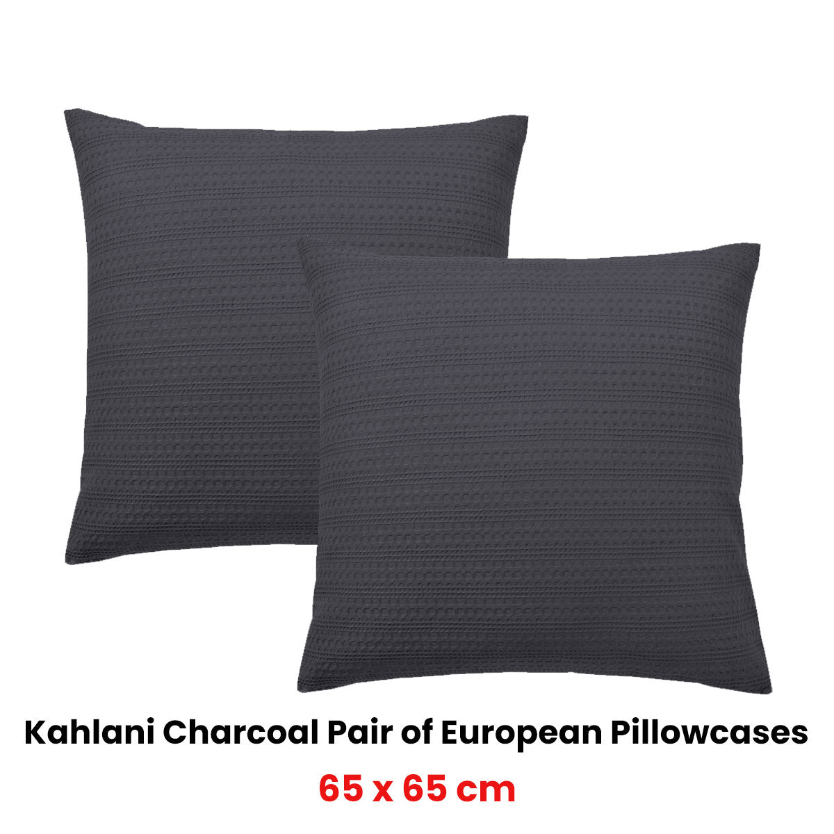 Bianca Pair of Kahlani Charcoal European Pillowcases 65 x 65cm - Image 2