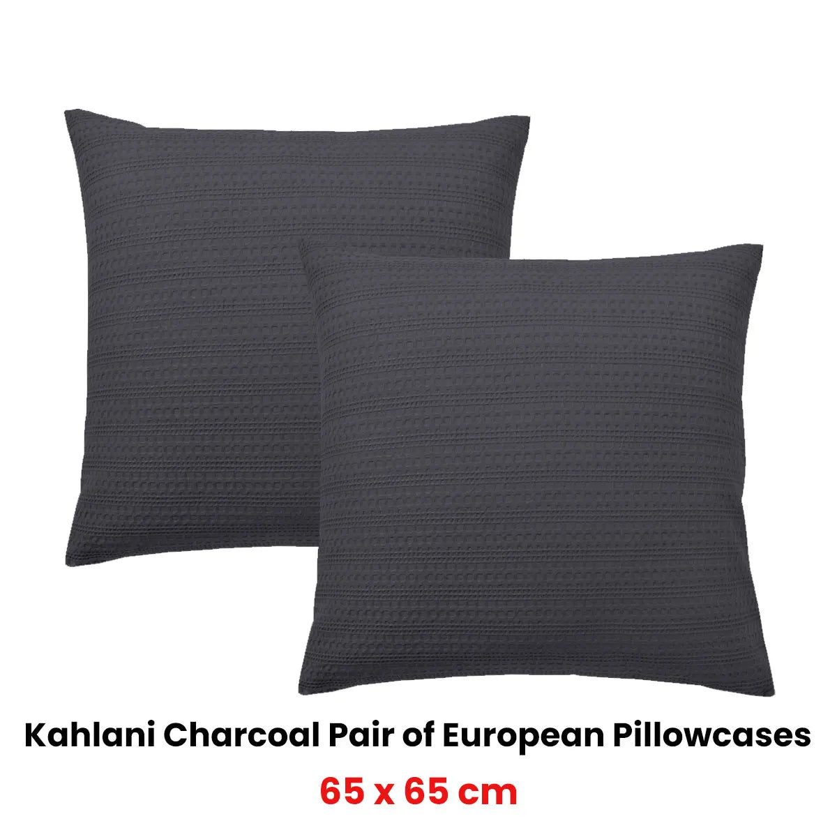 Bianca Pair of Kahlani Charcoal European Pillowcases 65 x 65cm - Image 2