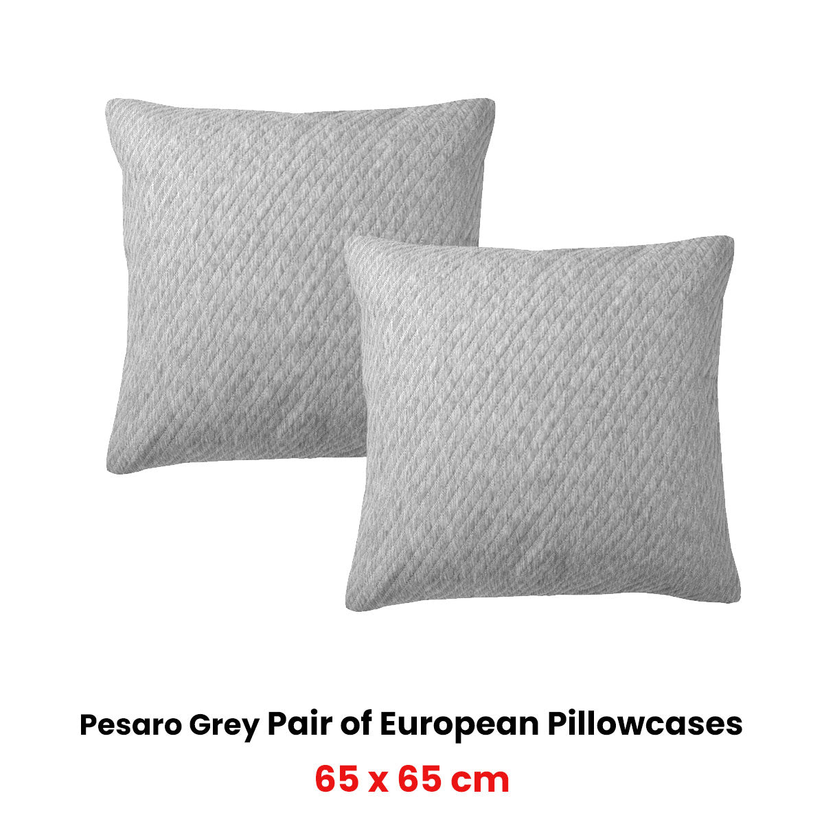 Bianca Pair of Pesaro Grey European Pillowcases 65 x 65cm - Image 2
