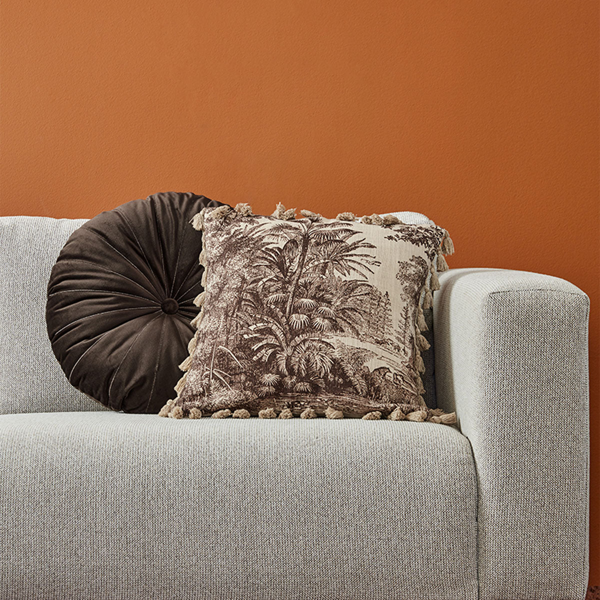 KAAT Amsterdam Mandarin Brown Round Filled Cushion 40cm Diameter - Image 6