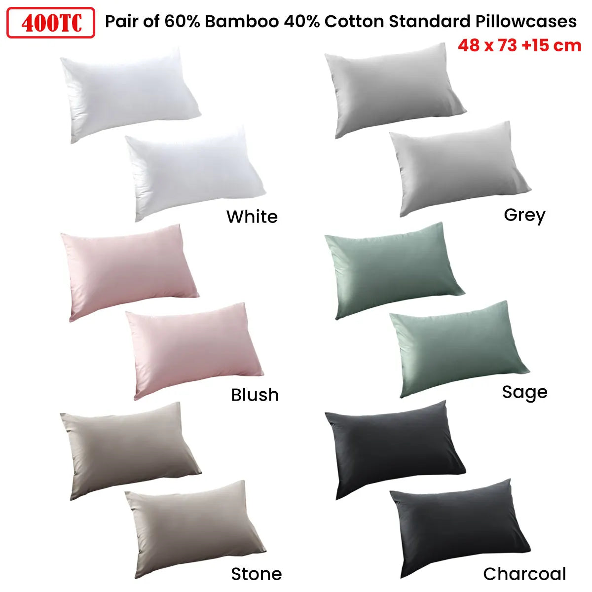Accessorize Blush 400TC Bamboo Cotton Pair of Standard Pillowcases 48 x 73 + 15cm - Image 3