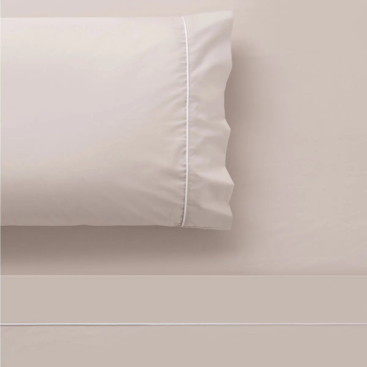 Accessorize White/Natural Piped Hotel Deluxe Cotton Sheet Set Super King - Image 3