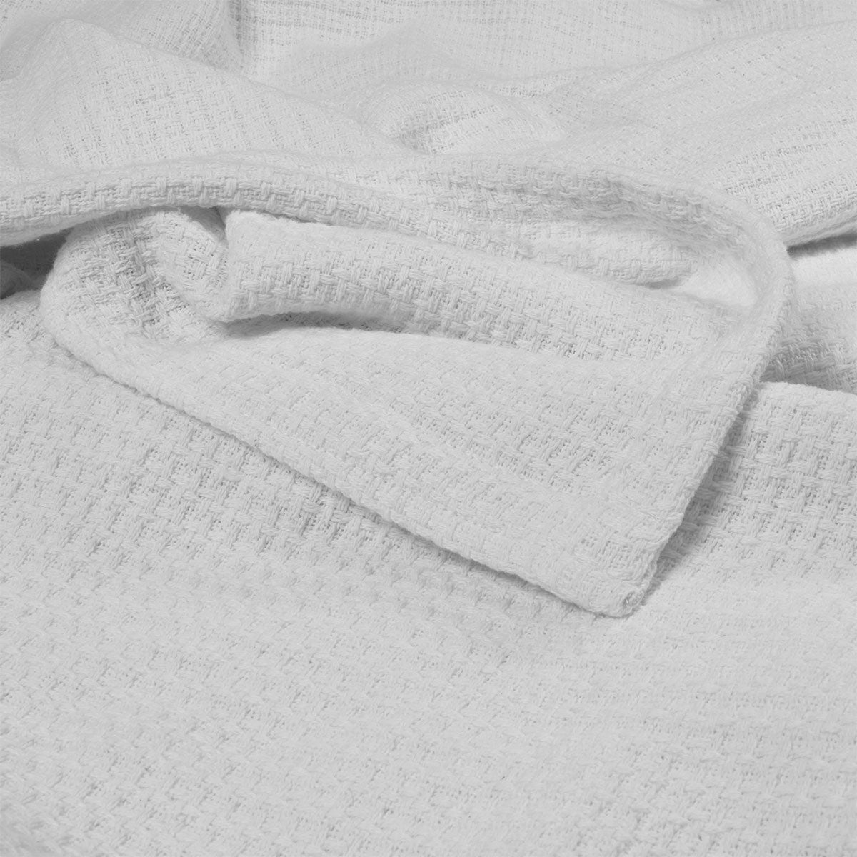 Algodon Sophie Cotton Waffle Blanket Queen 245x240cm White - Image 4