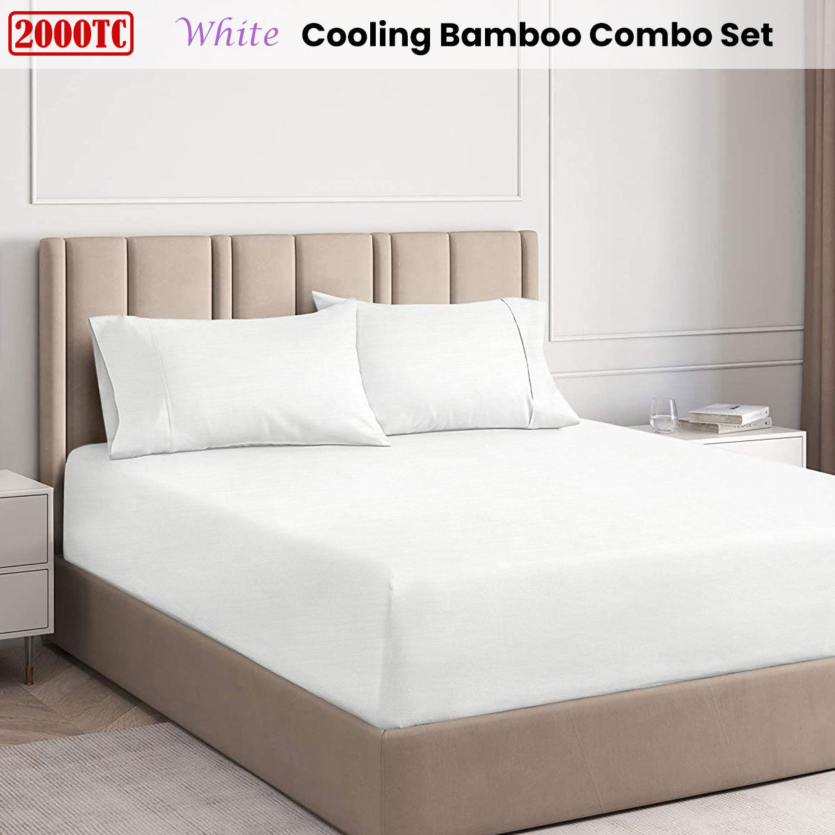 Ramesses White 2000TC Cooling Bamboo Combo Set King - Image 2