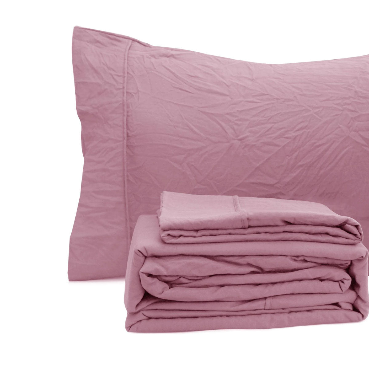 Ramesses Classic Rose Pebble Wash Linen Look Alternative Sheet Set King Single - Image 3