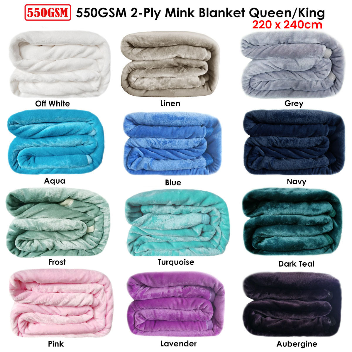 550GSM 2-Ply Mink Blanket Queen/King Frost - Image 2