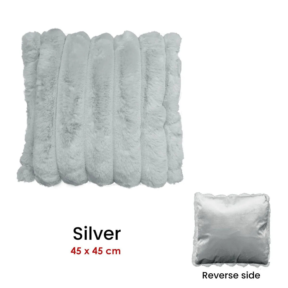Diana Faux Fur Soft Filled Cushion Square - 45cm x 45cm Silver - Image 3