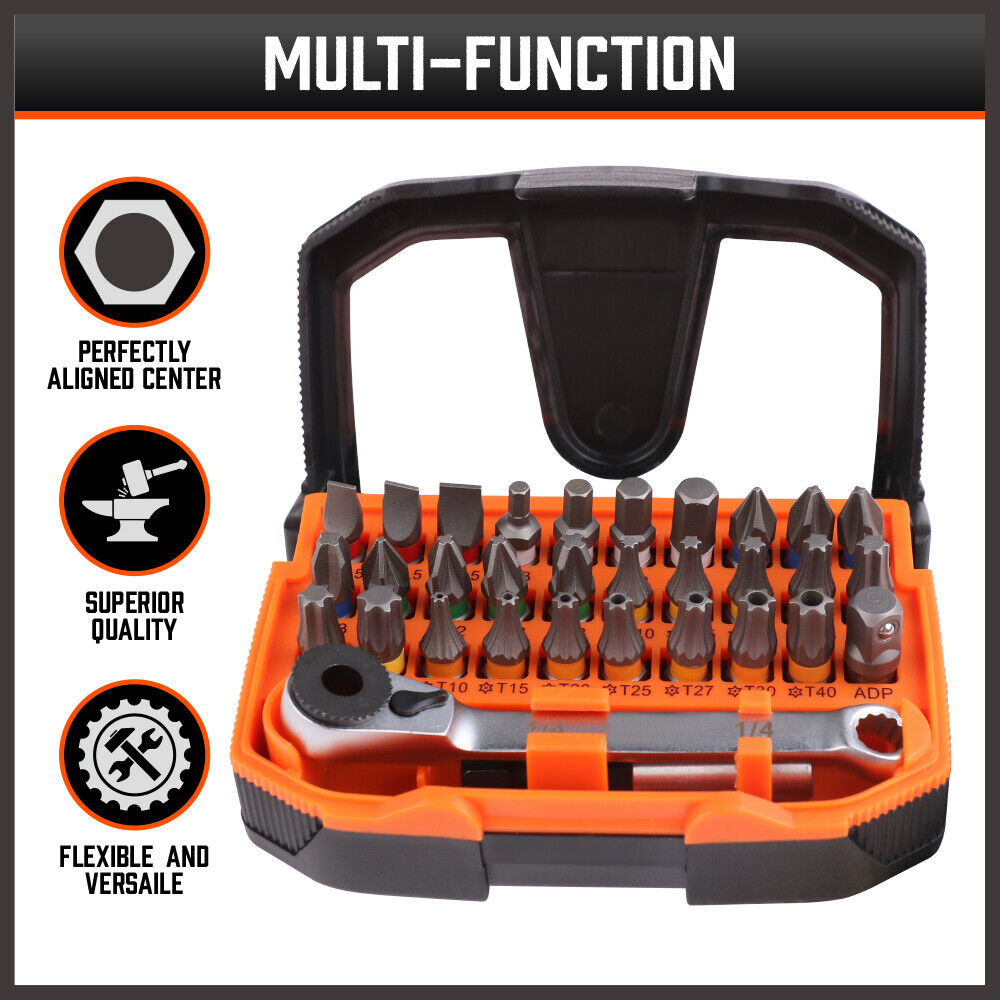 32Piece 1/4" Mini Double Head Screwdriver Bit and Ratchet Set CRV Steel Durable - Image 7