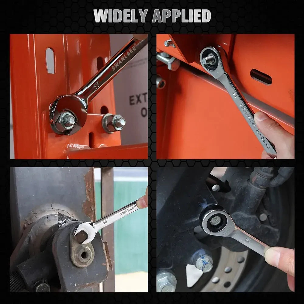 SWANLAKE 12Pcs Metric Ratcheting Spanner Set 6-18mm CR-V Steel 72-Tooth Holder - Image 9