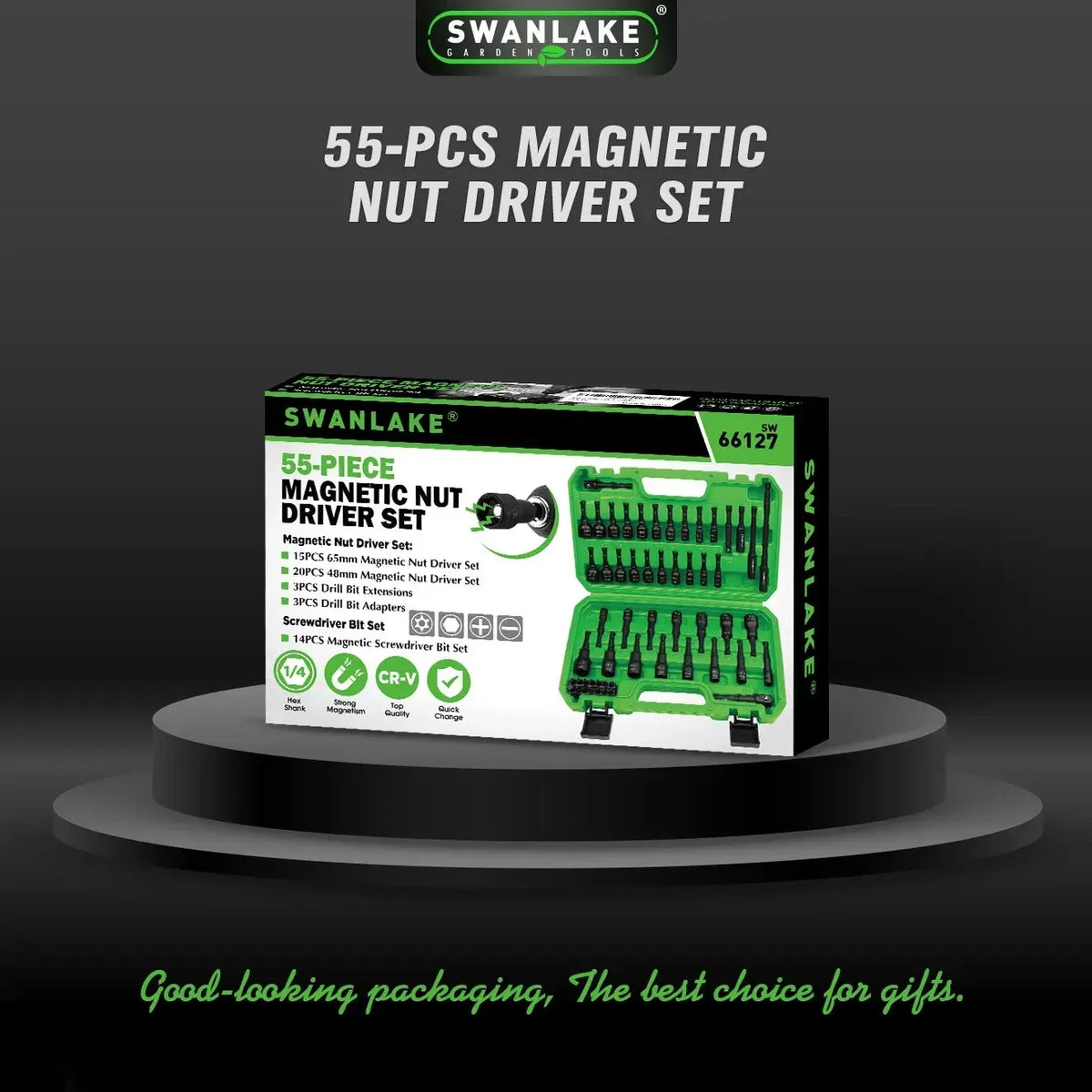 SWANLAKE 55Pc Magnetic Nut Driver Set Metric SAE 1/4" Hex Shank Socket Adapter - Image 8