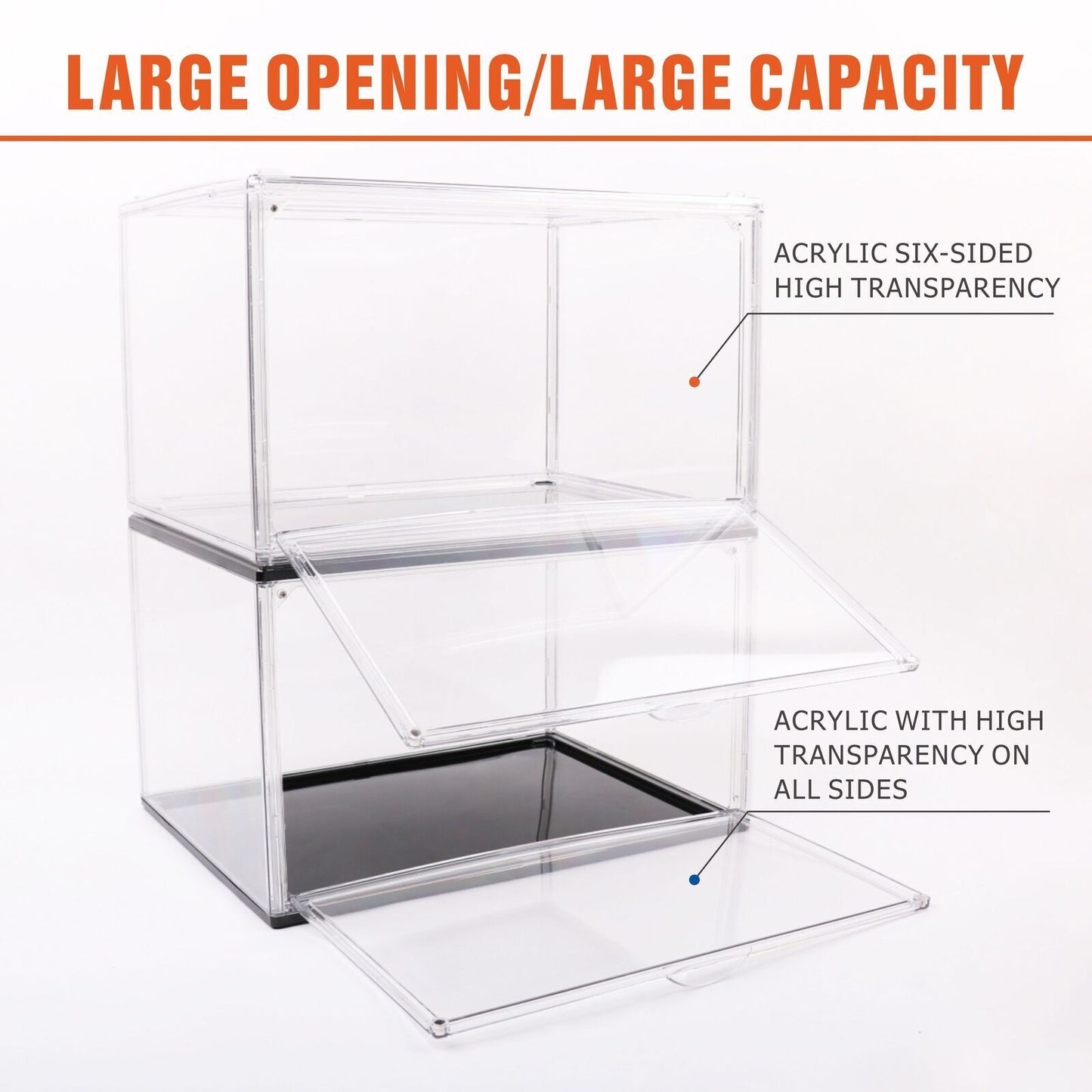 5PC Stackable Shoe Display Box Hard Acrylic Sneaker Storage Containers Case - Image 5