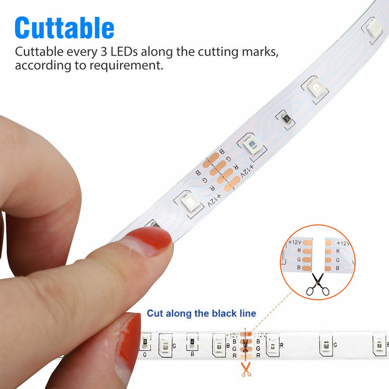Waterproof 12V RGB 5M 3528 300 LED Strips Lights 44 Keys Controller - Image 4