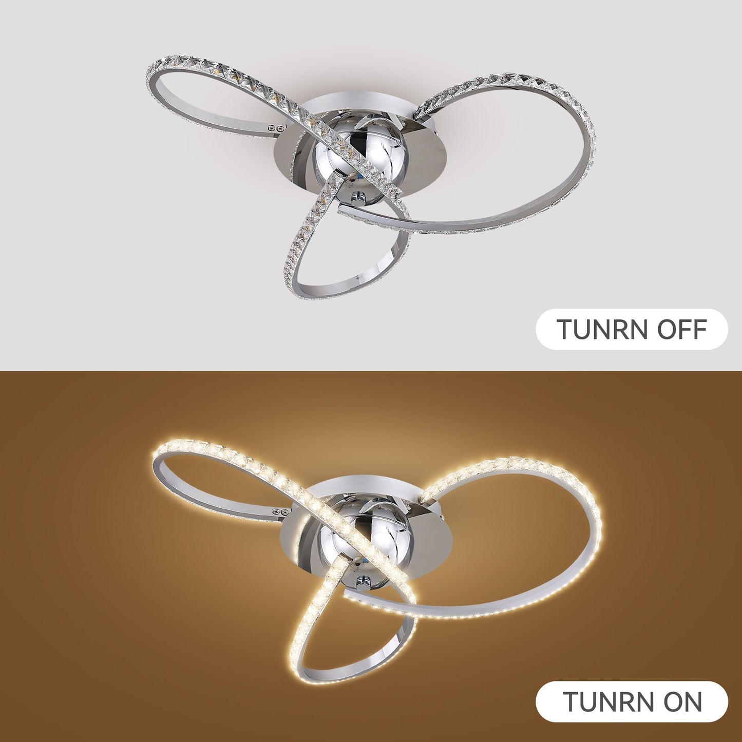Irie Dimmable 3 Lights LED Ceiling Light - Chrome - Image 8