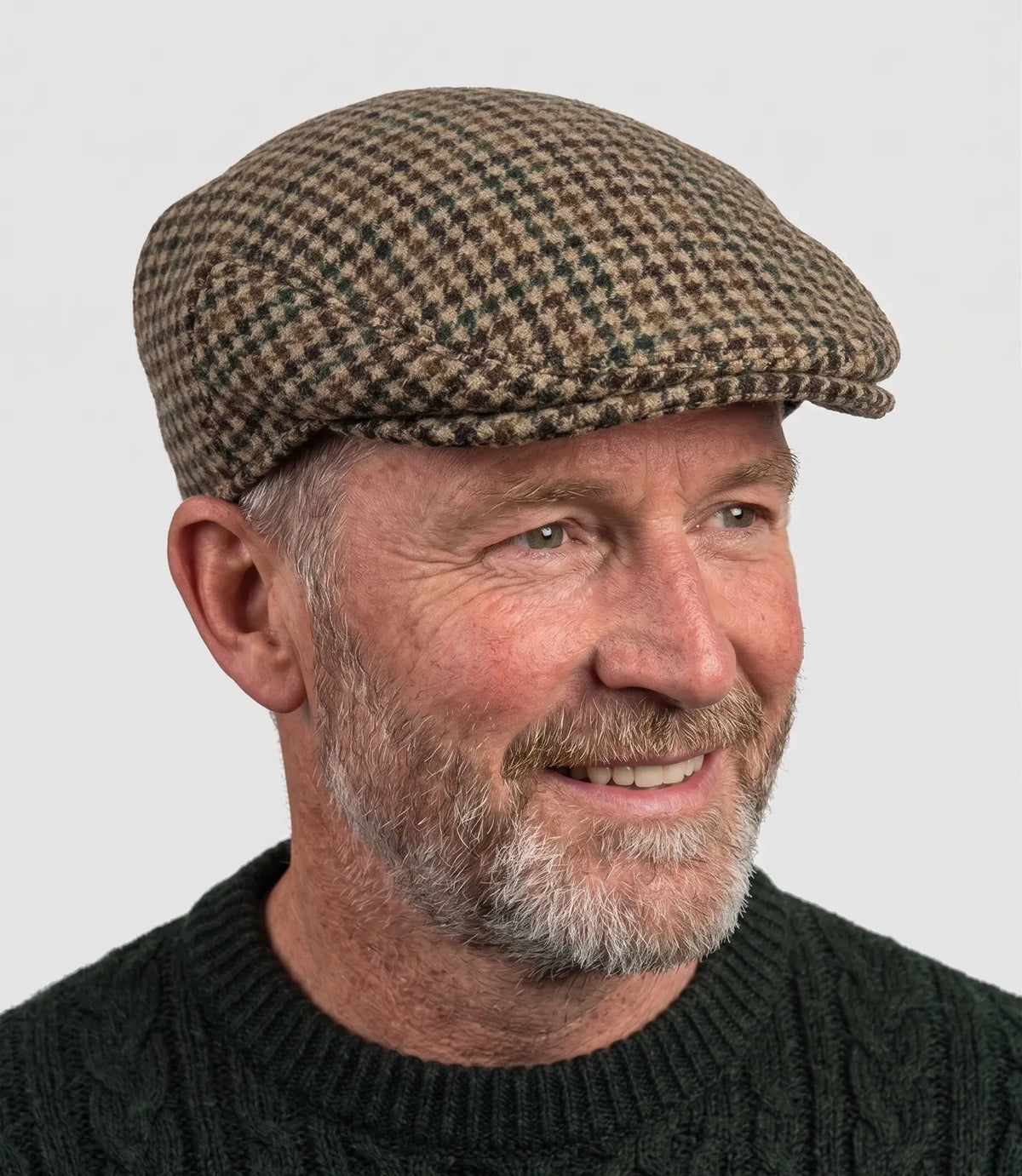 DENTS Abraham Moon Tweed Flat Cap Wool Ivy Hat Driving Cabbie Quilted - Brown - Image 7