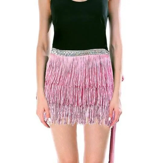 Adult Fringe Skirt Womens Costume Party in Light Pink - Image 3