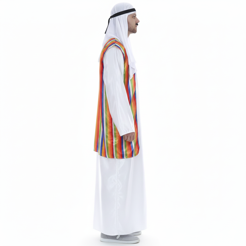 Arabian Man Costume Middle Eastern Party Sheik Dress Arab Pilgrim Sultan - Image 3