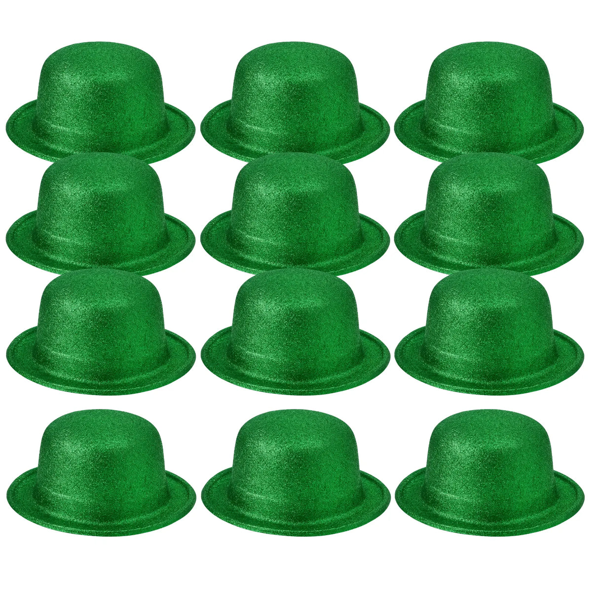 12x GLITTER BOWLER HAT Fancy Party Plastic Costume Cap Fun Dress Up Sparkle BULK - Green - Image 3