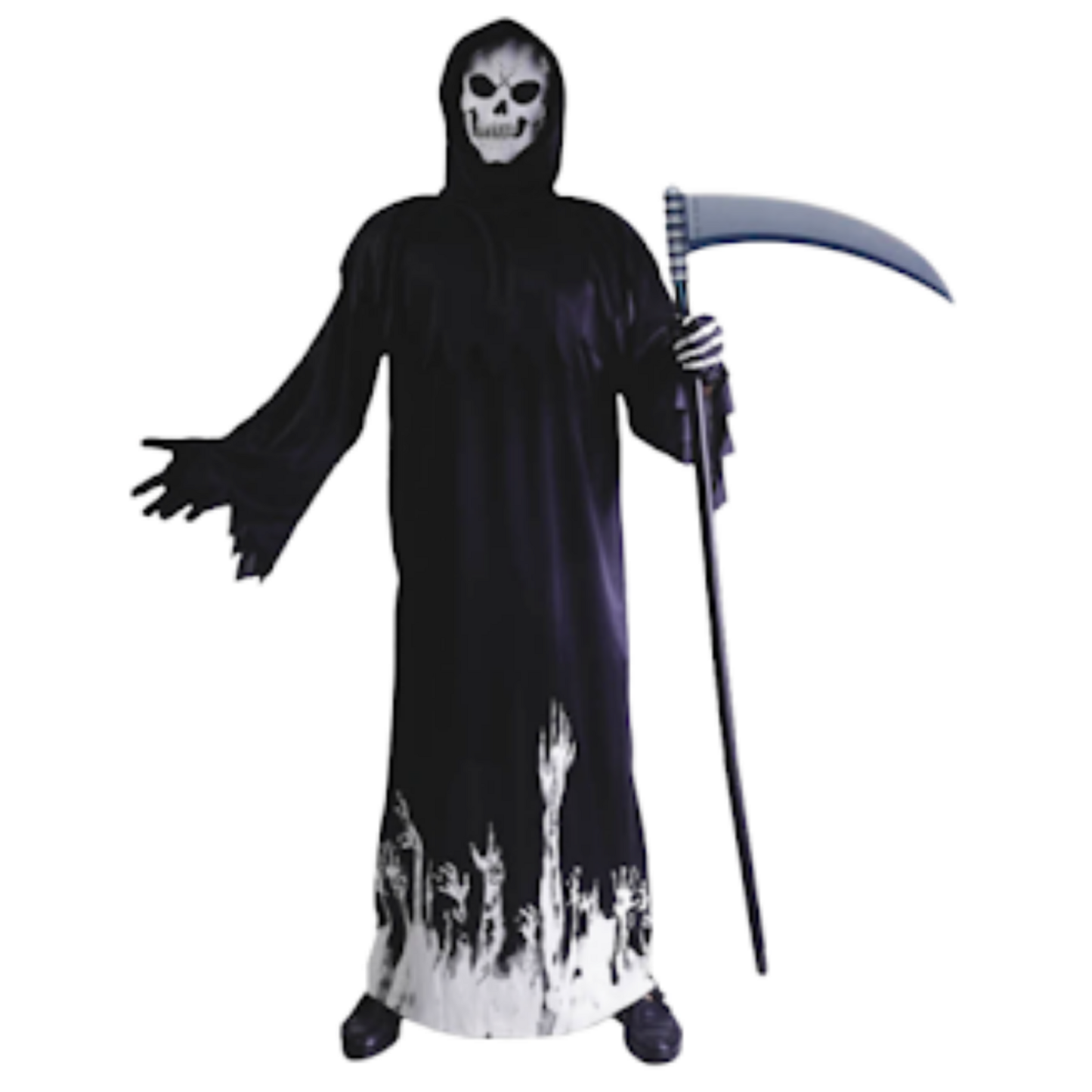 Scary Adult Glow in the Dark Party Costume Skeleton Reaper Halloween - Image 5