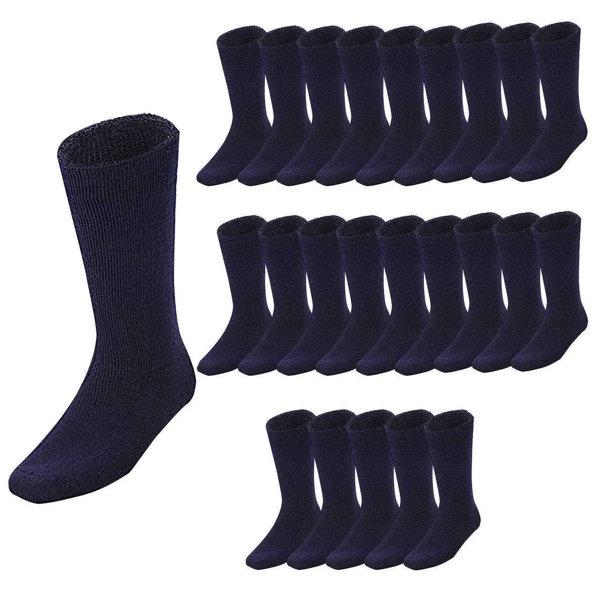 24 Pairs BAMBOO SOCKS Mens Heavy Duty Premium Thick Work Socks Cushion BULK - Navy Blue - Image 2
