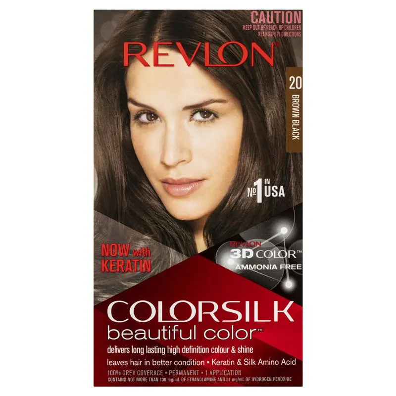 Revlon ColorSilk 20 Brown Black Permanent 3D Hair Colour w/ Keratin - Brown/Black - Image 8