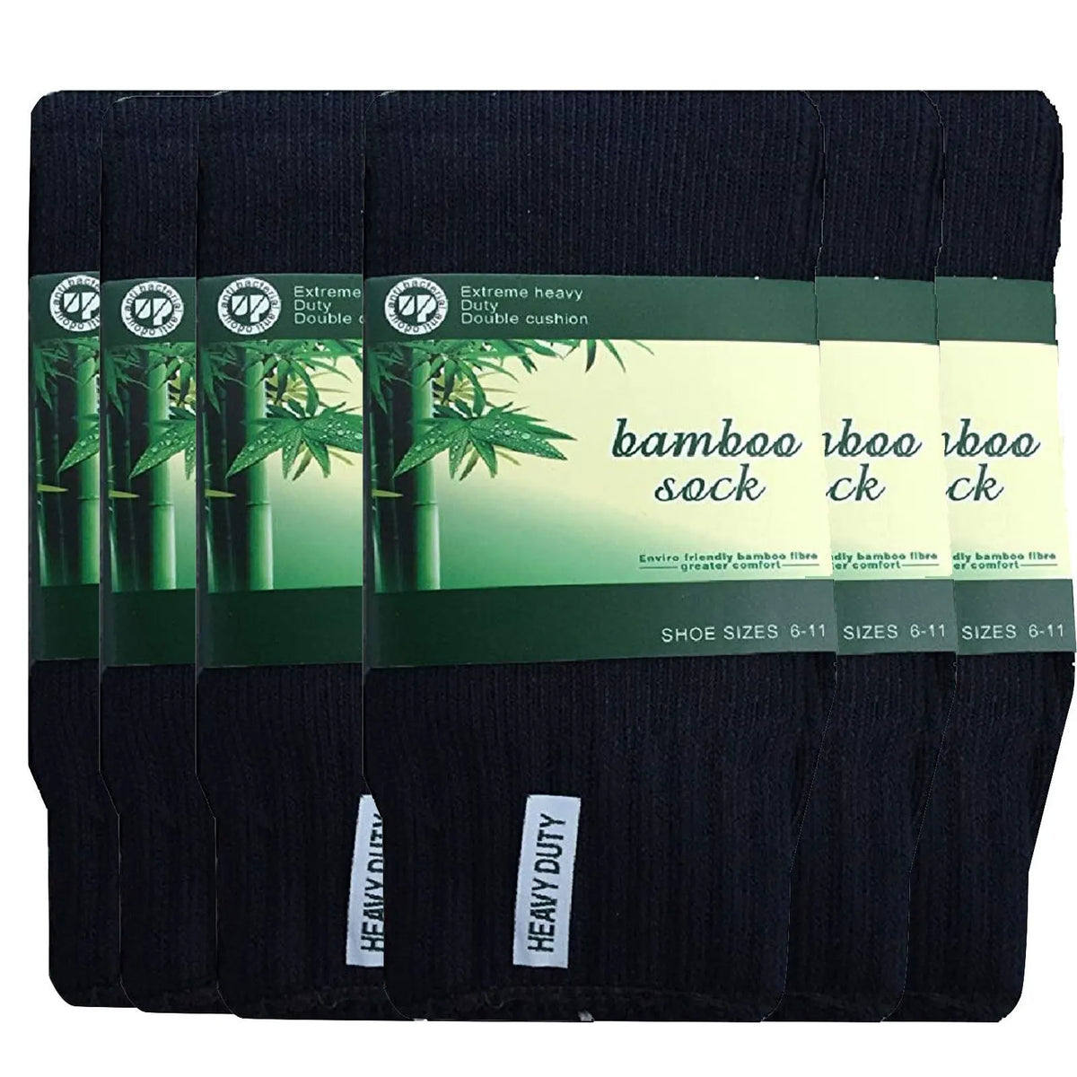 6 Pairs BAMBOO SOCKS Mens Heavy Duty Premium Thick Work Socks Cushion BULK - Navy Blue - Image 3