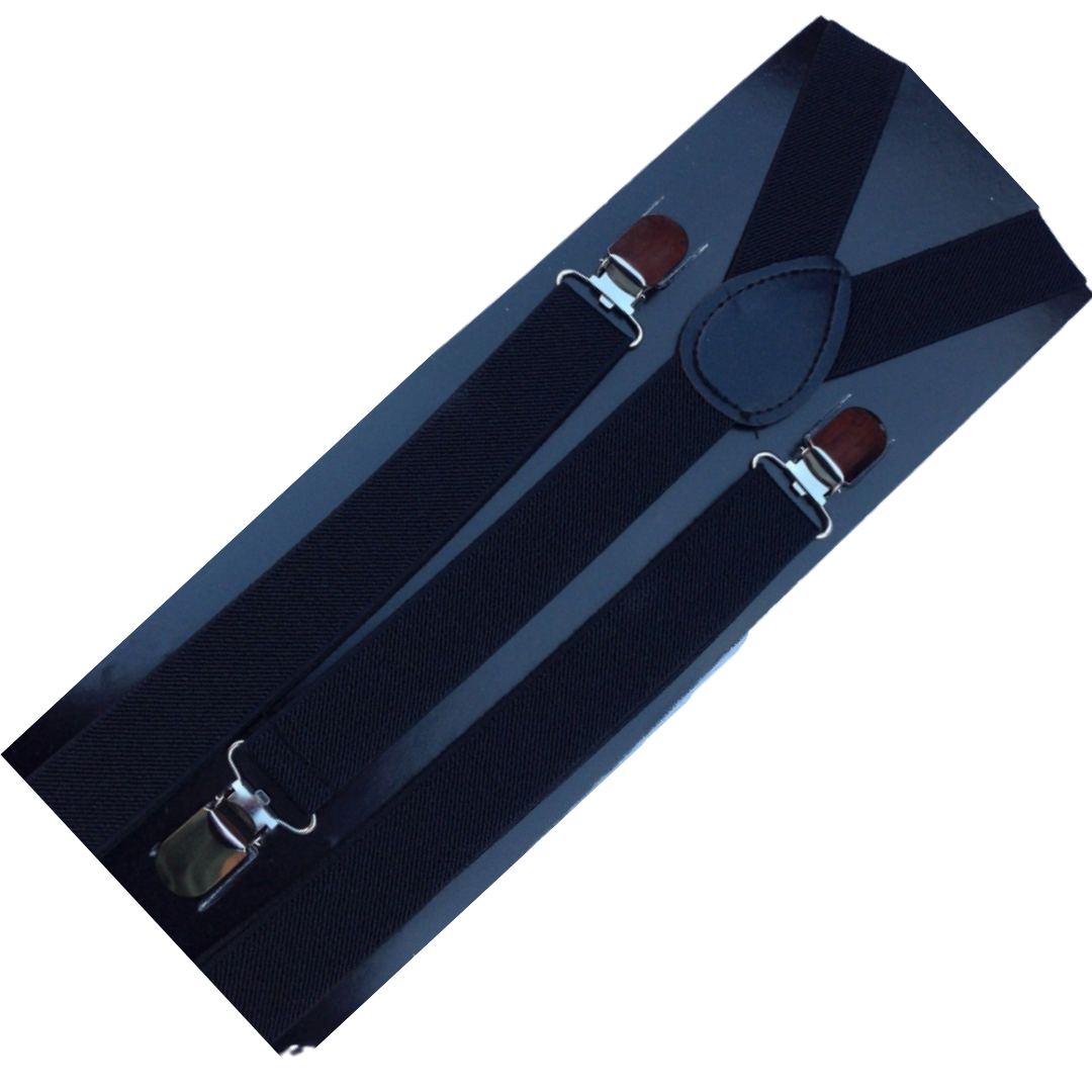 6x Mens Suspenders Braces Adjustable Strong Clip On Elastic Formal Wedding BULK - Black - Image 3