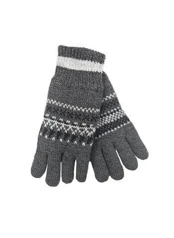 Dent's Mens Thinsulate Lined Fairisle Knit Gloves - Black/Grey - Image 5