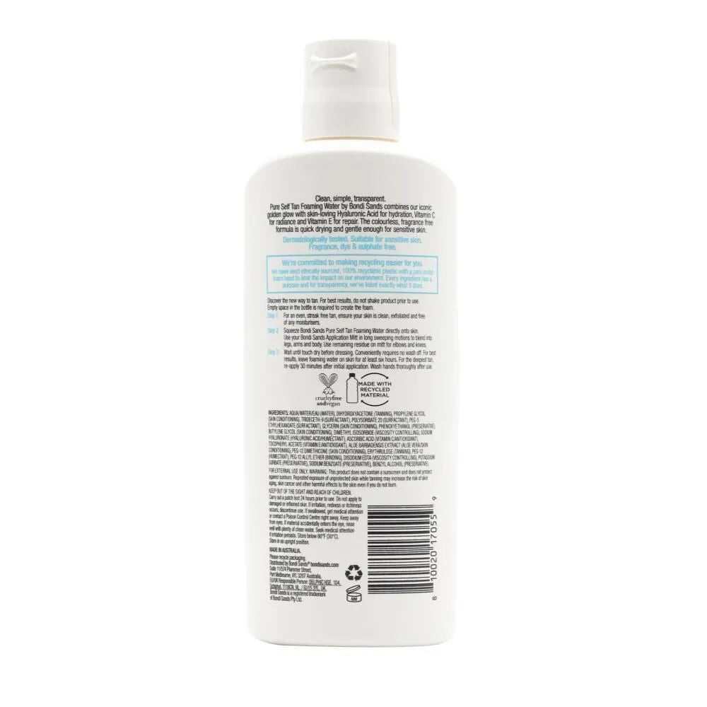 Bondi Sands Pure Self Tan Foaming Water Fragrance Free - 200ml Light Medium - Image 4