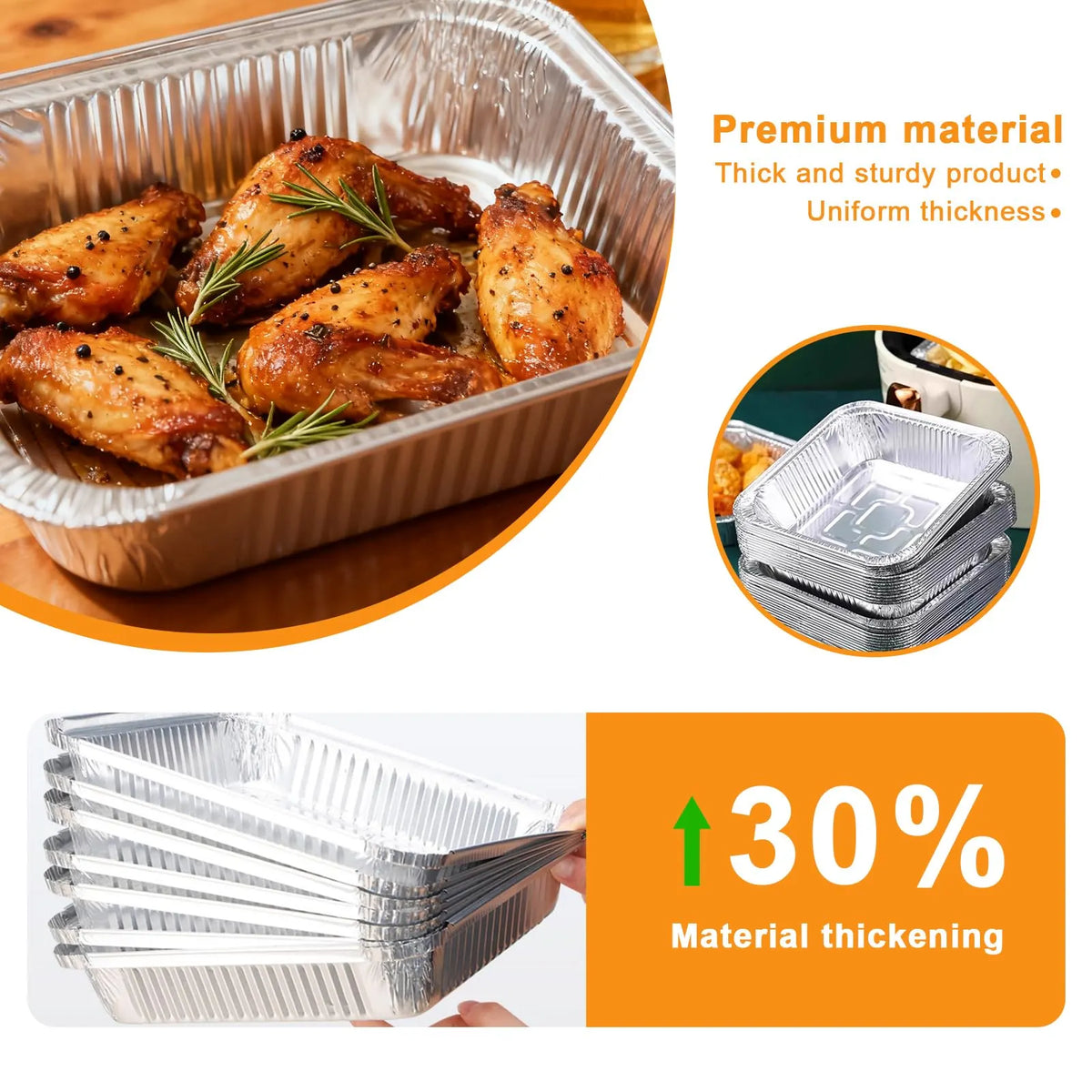 120x Aluminium Square Baking Trays Disposable - Suits Air Frying 20x20x4.5cm - Image 8