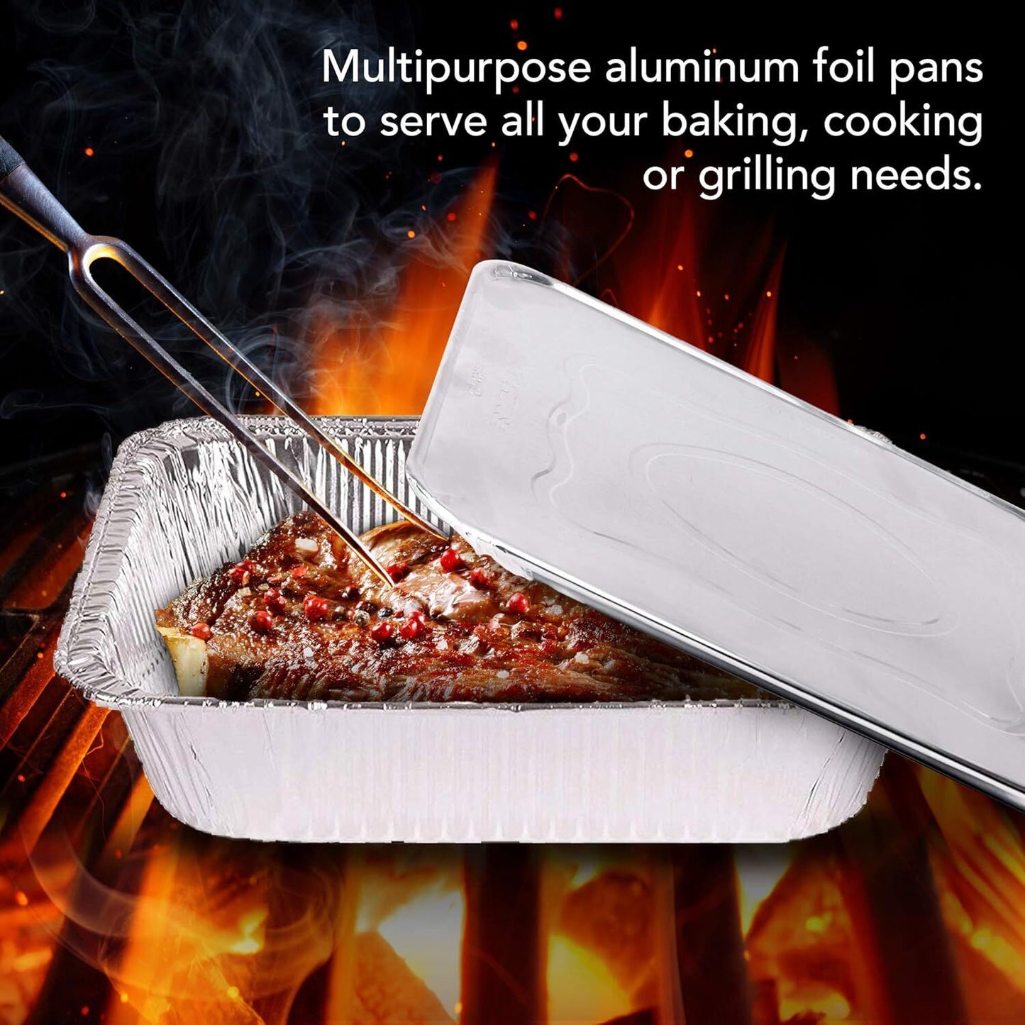 160x Aluminium Disposable Foil Food Container Trays Pans w/ Lids Covers Bulk 32cm*26cm*6.3cm - Image 5