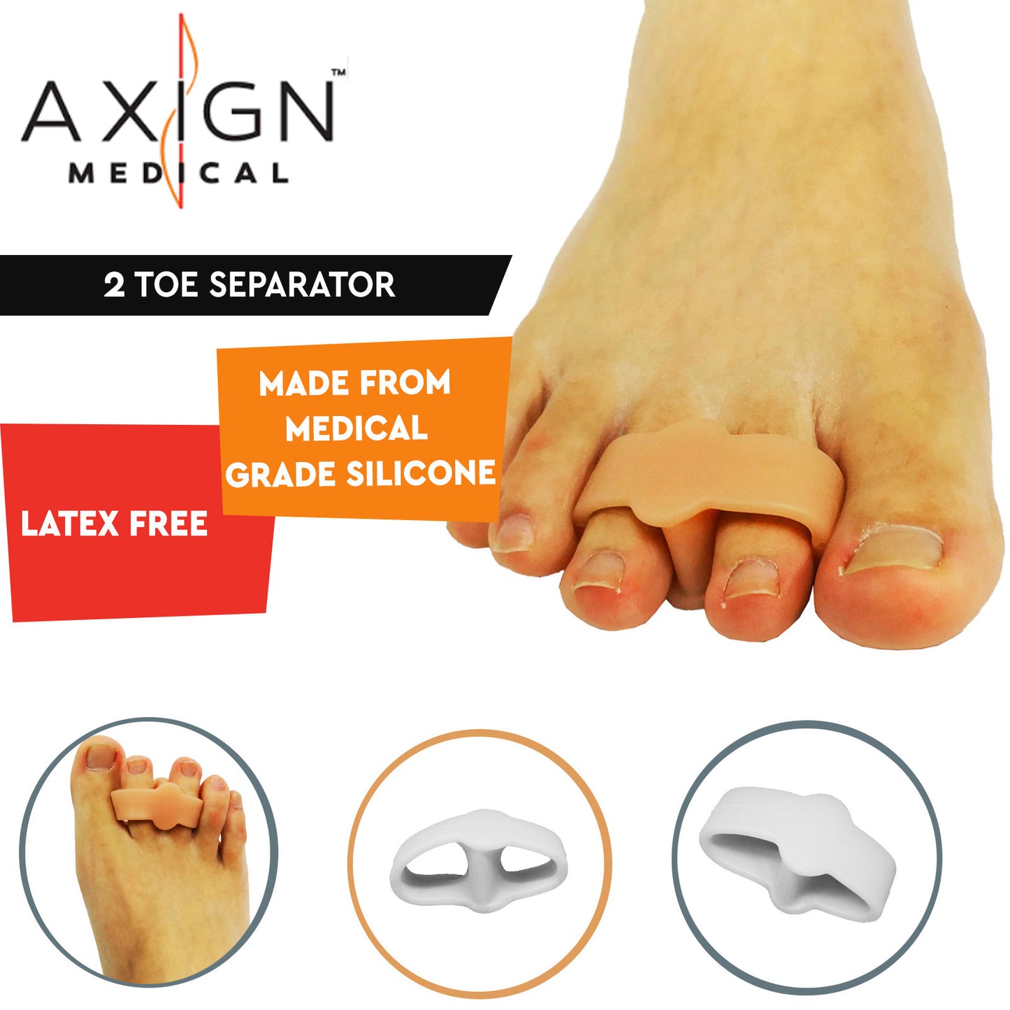 Axign 2 Toe Separator Silicone Bunion Spacer for Plantar Fasciitis - 1 Pair - Image 9